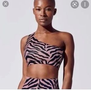 One shoulder bra zebra print